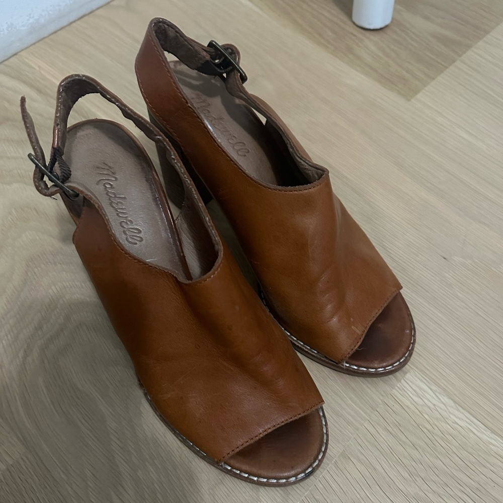 Madewell Women's Tan Slingback Block Heel Sandals - Picture 2 of 4